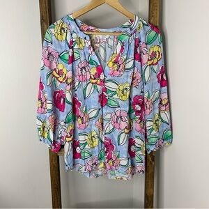 Crown & Ivy Floral Print Women's Top L